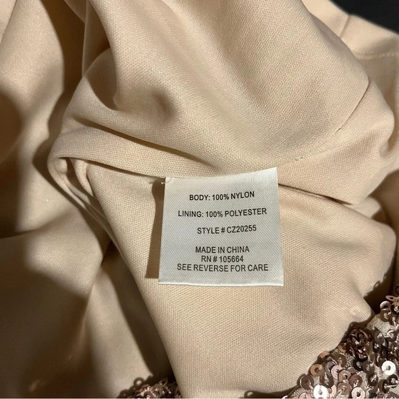 Colleen Lopez Collection Champagne Sequin Sleeveless Dress Party Cocktail Size M - Picture 7 of 7